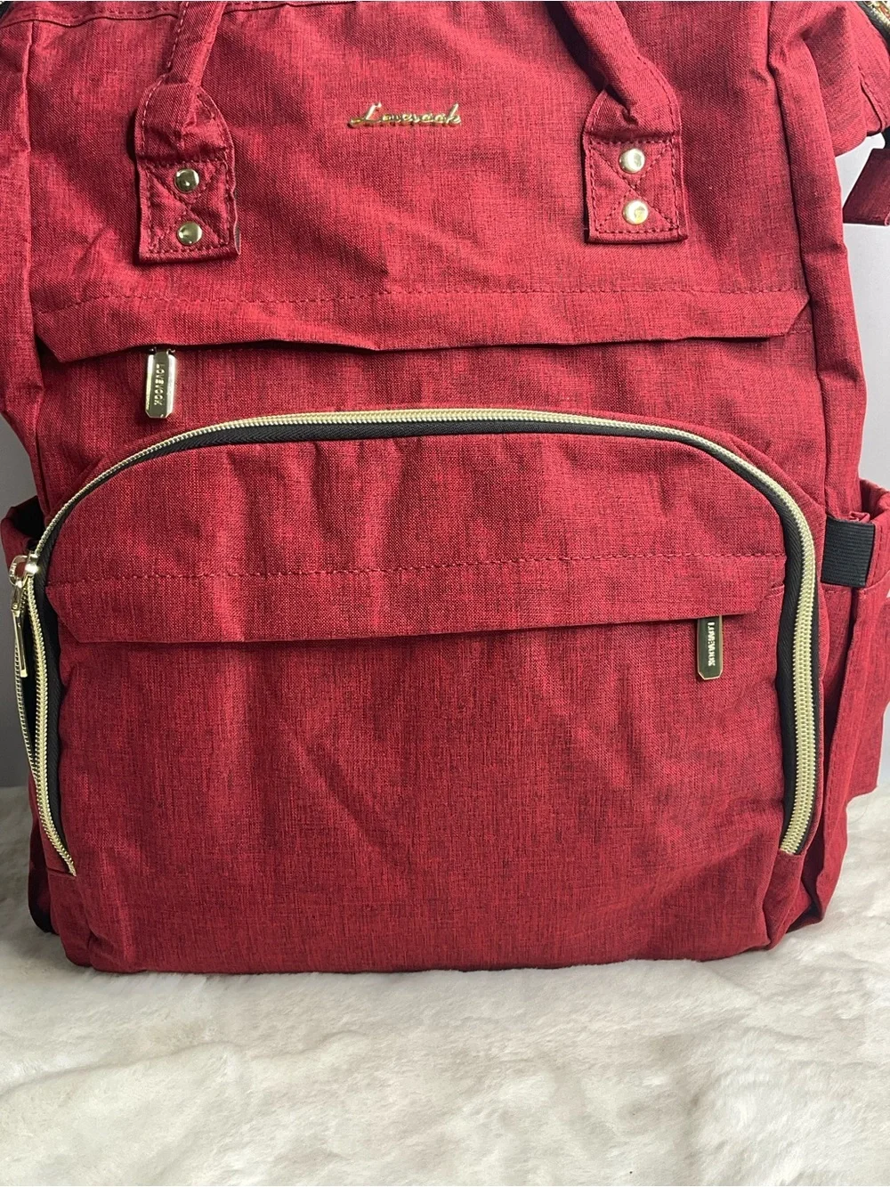 LOVEVOOK Red Travel / Diaper Backpack – Multi-Compartment Laptop & Mom Bag